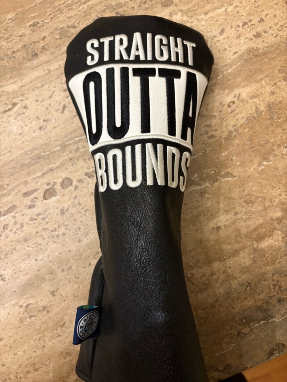Black and White 'Straight Outta Bounds' Men’s Golf Fairway Wood Headcover